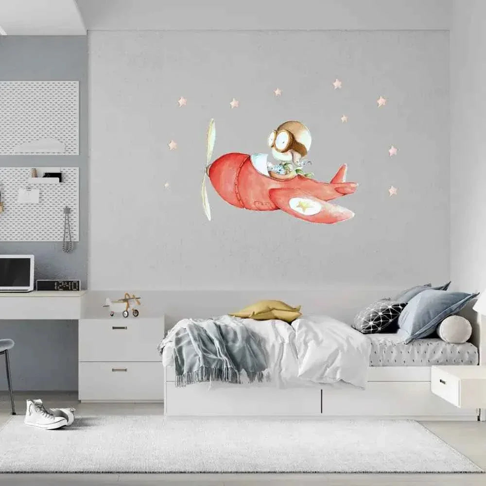 Vinilo Decorativo Infantil Avión FAST PLANE - SUEÑOS DE CIGUEÑA