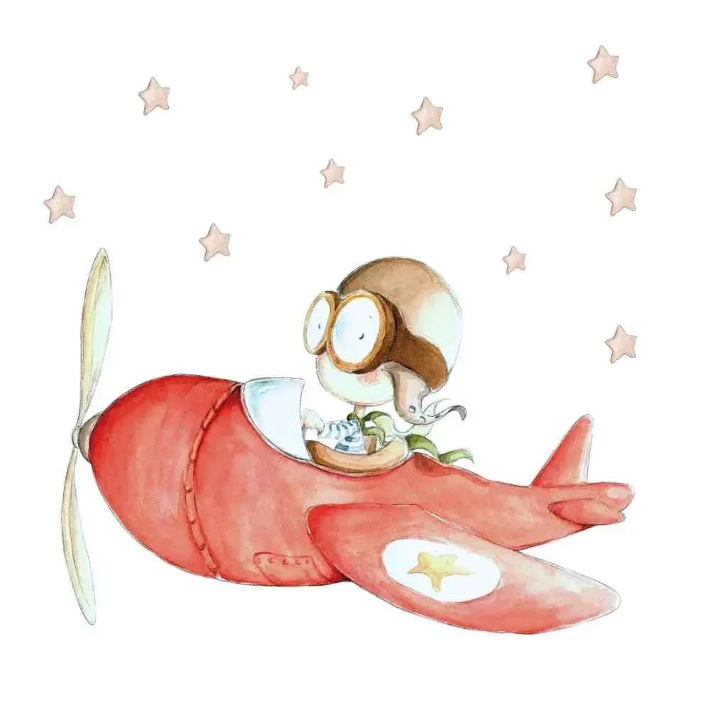 Vinilo Decorativo Infantil Avión FAST PLANE - SUEÑOS DE CIGUEÑA