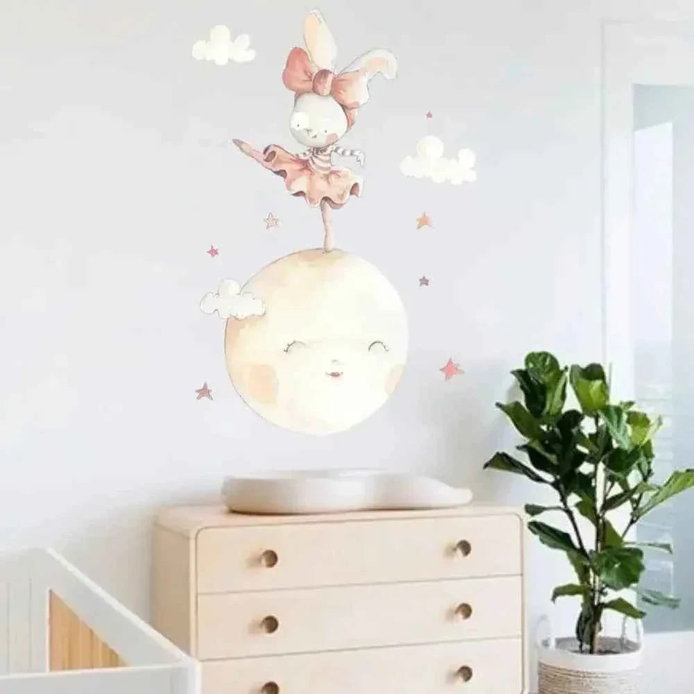Vinilo Decorativo Infantil Luna: Bailando en la Luna para el Cuarto de tu Pequeño