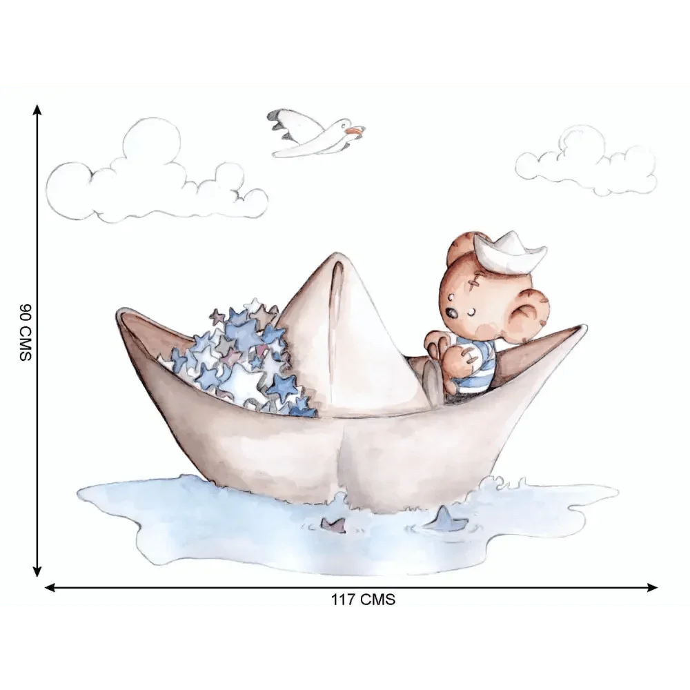 Vinilo Decorativo Infantil Barquito de Papel - Sueños de Ciguëna para Decorar Espacios Mágicos