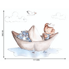 Vinilo Decorativo Infantil Barquito de Papel - Sueños de Ciguëna para Decorar Espacios Mágicos