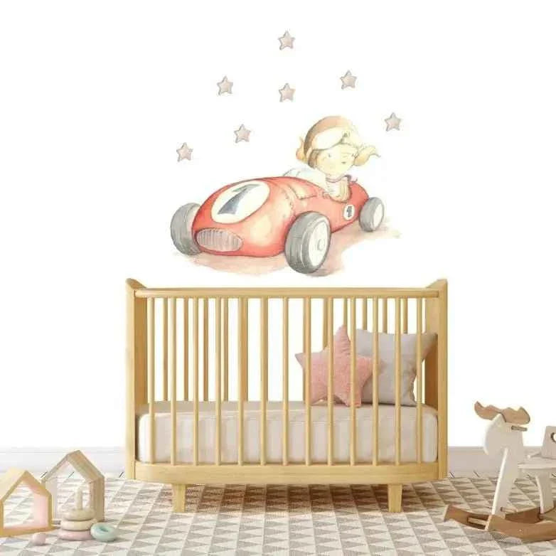 Vinilo Decorativo Infantil Coche FAST CAR - SUEÑOS DE CIGUEÑA