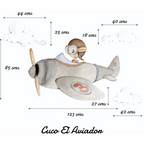 Vinilo Decorativo Infantil CUCO AVIADOR - Decoración Soñadora para el Cuarto del Bebé
