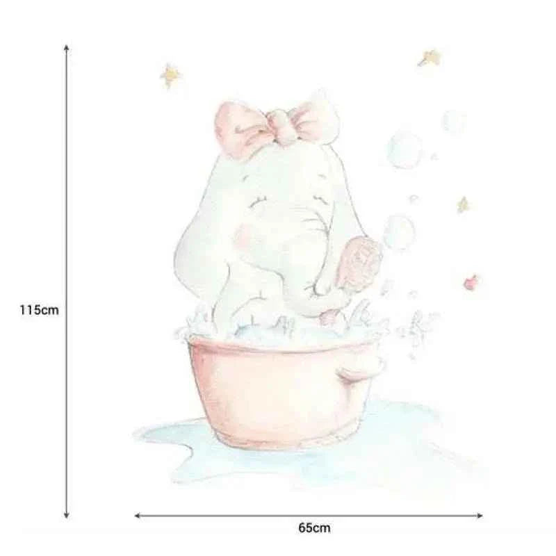 Vinilo Decorativo Infantil ELEFANTA AL BAÑO - SUEÑOS DE CIGUEÑA