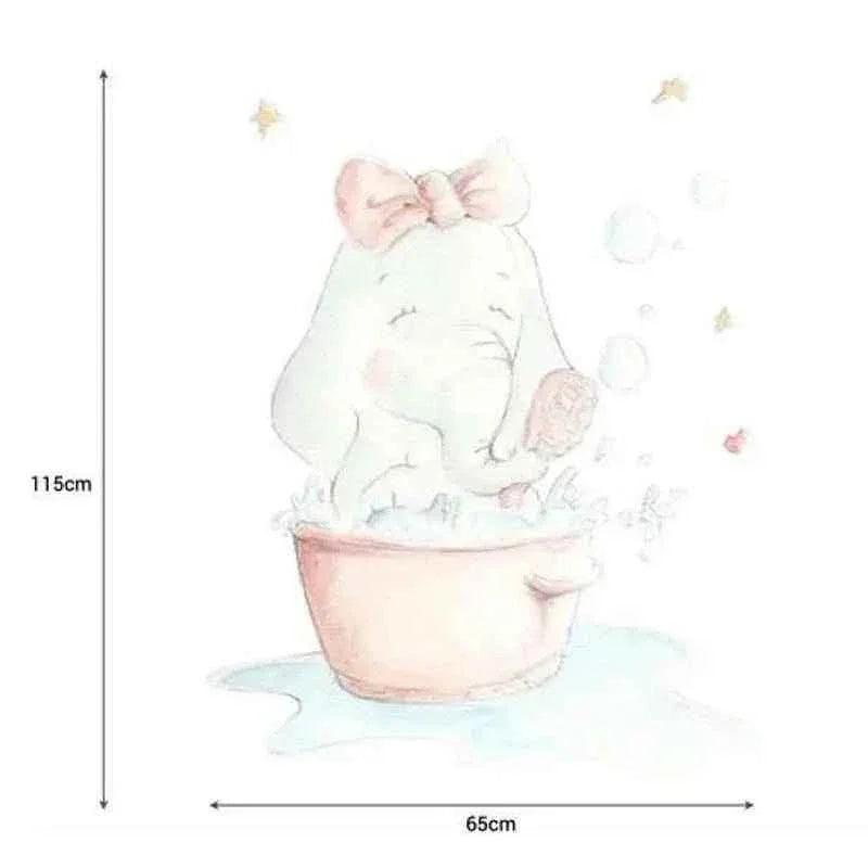 Vinilo Decorativo Infantil ELEFANTA AL BAÑO - SUEÑOS DE CIGUEÑA
