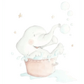 Vinilo Decorativo Infantil ELEFANTE AL BAÑO - SUEÑOS DE CIGUEÑA