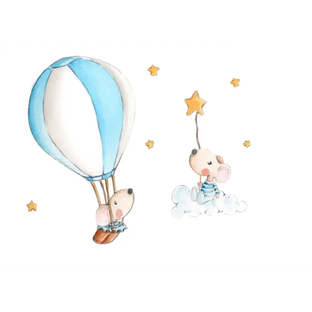 Vinilo Decorativo Infantil Estrellas - Globo a las Estrellas Sueños de Cigueña