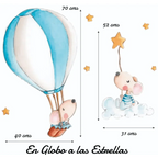 Vinilo Decorativo Infantil Estrellas - Globo a las Estrellas Sueños de Cigueña