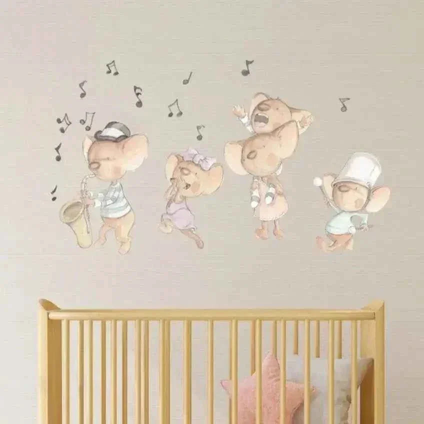 Vinilo Decorativo Infantil Ratitas - Familia de Ratitas para Sueños de Cigüeña