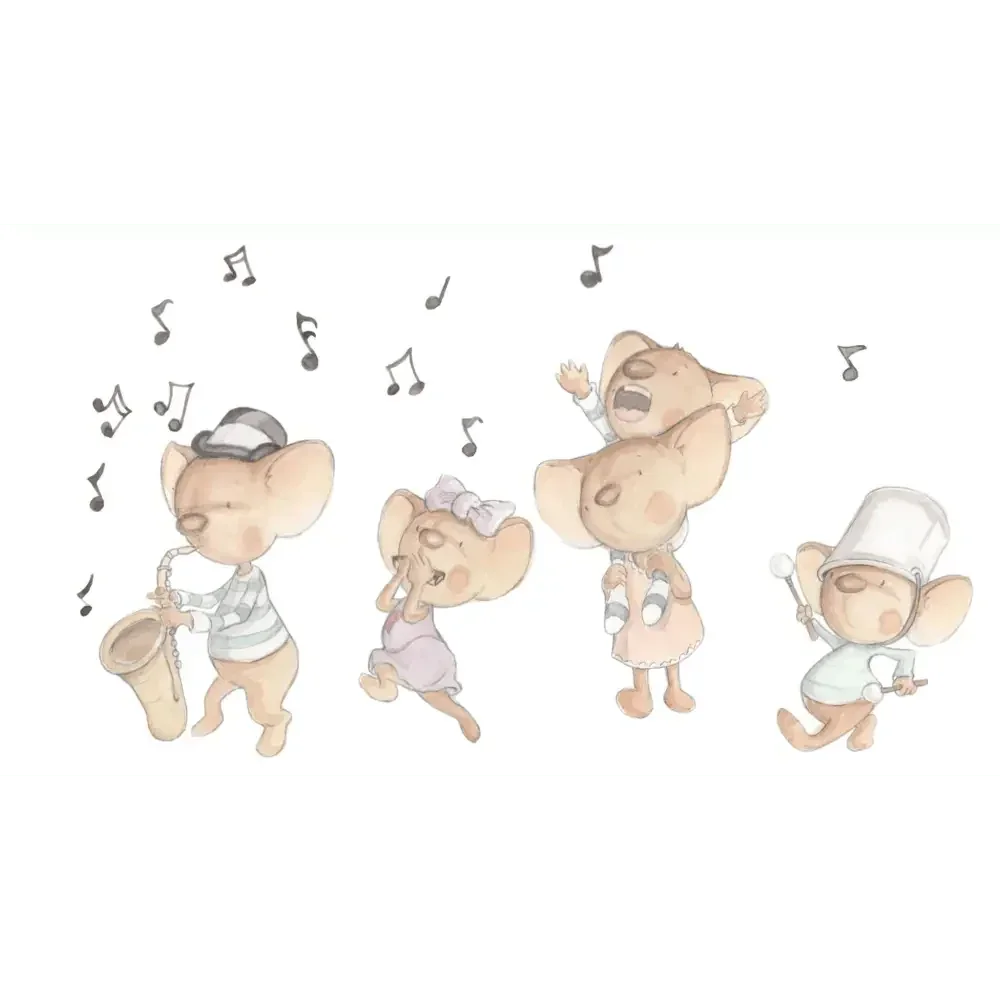Vinilo Decorativo Infantil Ratitas - Familia de Ratitas para Sueños de Cigüeña