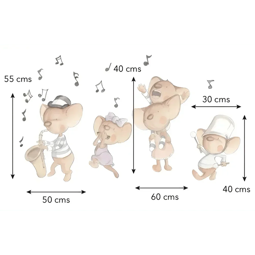 Vinilo Decorativo Infantil Ratitas - Familia de Ratitas para Sueños de Cigueña