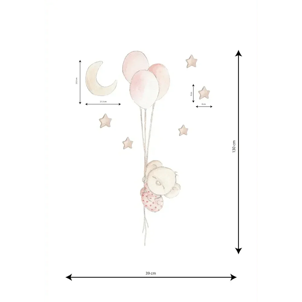 Vinilo Decorativo Infantil Globos bebé NIÑA GLOBO - SUEÑOS DE CIGUEÑA
