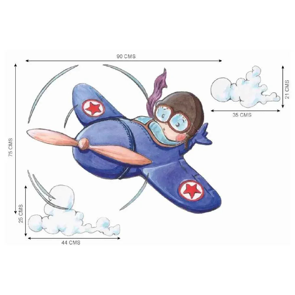 Vinilo Decorativo Infantil Avión NIKKO EL AVIADOR - Adhesivos Infantiles para Sueños de Cigüeña