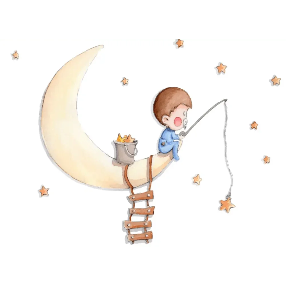 Vinilo Decorativo Infantil PESCANDO EN LA LUNA