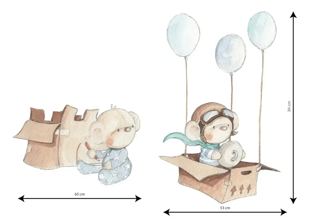 Vinilo Decorativo Infantil - una caja y globos UNA CAJA