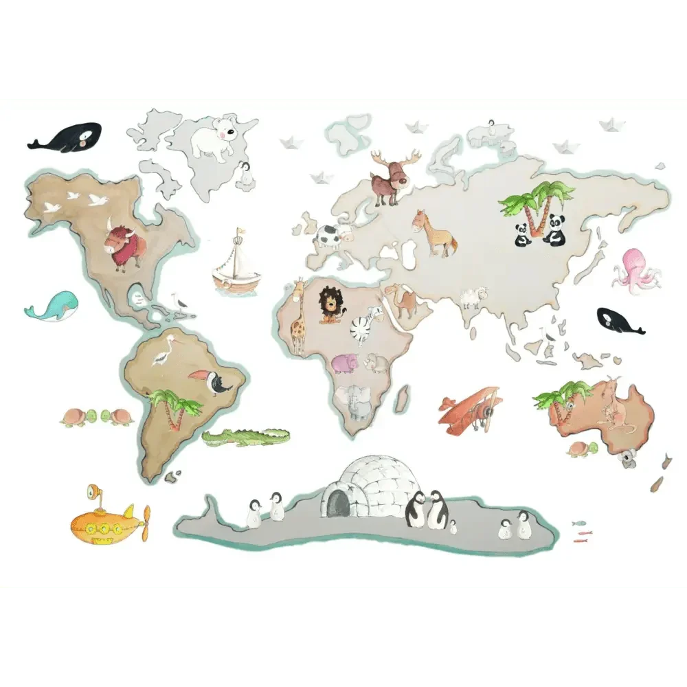 Vinilo Decorativo Infantil World Map L 180x120cm