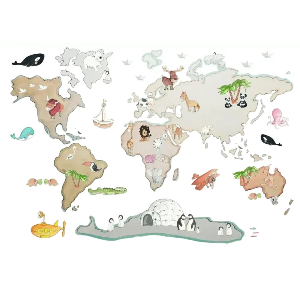 Vinilo Decorativo Infantil Mapa Mundi L 180x120cm