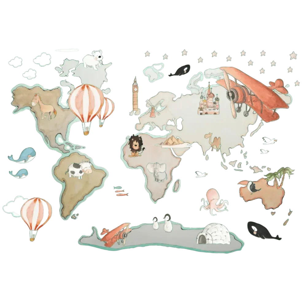 Vinilo Decorativo Infantil World Map XL GLOBOS 220x180cm