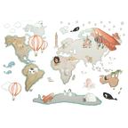 Vinilo Decorativo Infantil World Map XL GLOBOS 220x180cm