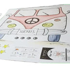 Vinilo Decorativo Furgoneta Roja 95x95cm