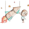 Vinilo Infantil COHETE DE PAPEL - Vinilo Infantil Cohete para Sueños de Cigüeña