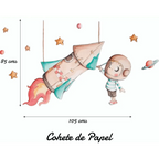 Vinilo Infantil COHETE DE PAPEL - Vinilo Infantil Cohete para Sueños de Cigüeña