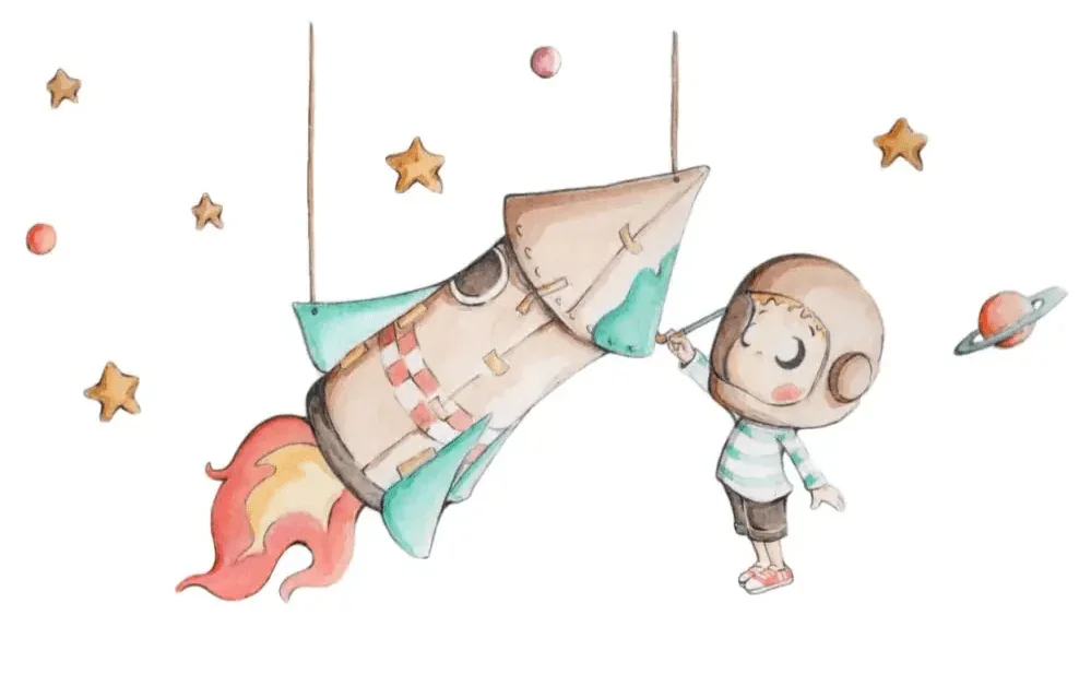 Vinilo Infantil COHETE DE PAPEL - Vinilo Infantil Cohete para Sueños de Ciguena