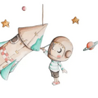 Vinilo Infantil COHETE DE PAPEL - Vinilo Infantil Cohete para Sueños de Cigüeña