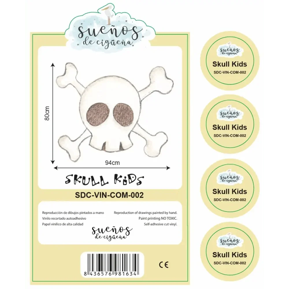 Vinilo Infantil "Small" SKULL 80x94cm