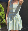 The Azalea Mini Nap Dress / Blue/Green Stripe  By Hill House Home