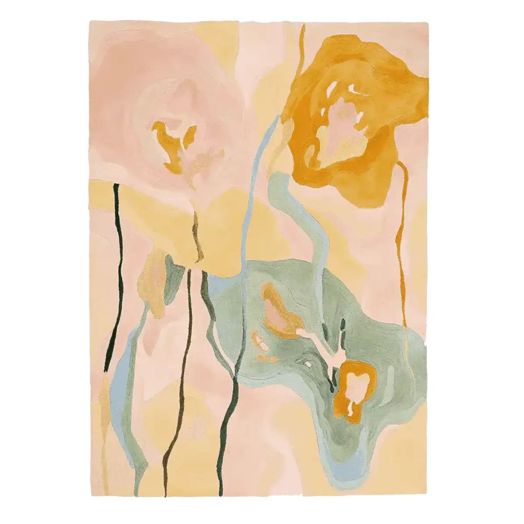 Sunrise Floral Orchid Bloom Hand Tufted Rug