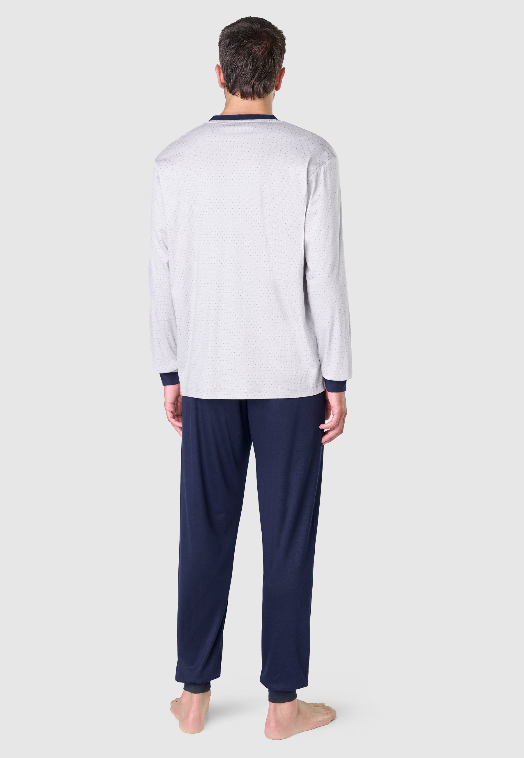 Pijama Hombre Largo Premium Tapeta Algodón Punto Estampado - Gris 5101_20