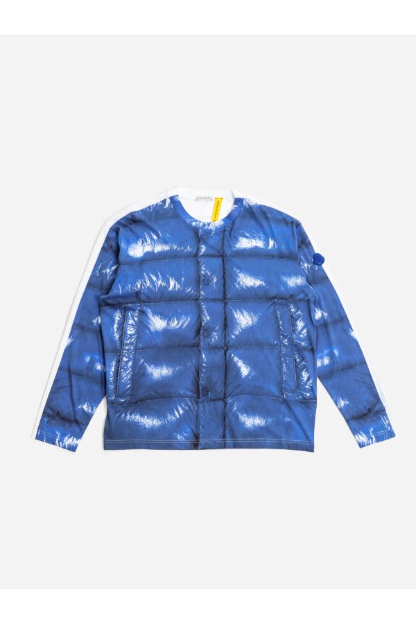 Moncler Quilted Puffer Print T-Shirt — Blue