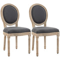 French-Style Dining Chairs Set of 2, Armless Accent Chairs with Round Backrest, Grey