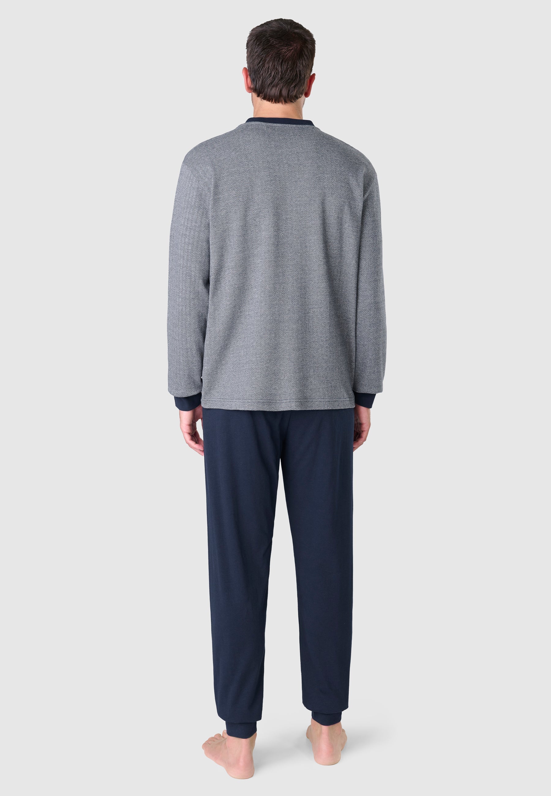 Pijama Hombre Invierno Premium Tapeta Algodón Punto - Azul 55022_22