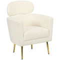Modern Accent Chair with Detachable Headrest Barrel Design, Cream White