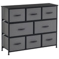 8-Drawer Dresser, 3-Tier Fabric Storage Tower w/ Steel Frame & Wooden Top for Closets, Black