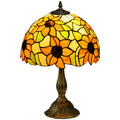 Handmade Stained Glass Table Lamp, Antique Lamp for Bedroom, Living room, Orange Sunflower