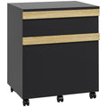 Vertical Filing Cabinet with 5 Wheels, Mobile Printer Stand with 2 Drawers, Black