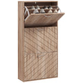 Narrow Slim Shoe Storage Cabinet with 3 Flip Drawers, Holds 12 Pair of Shoes, Nature Wood