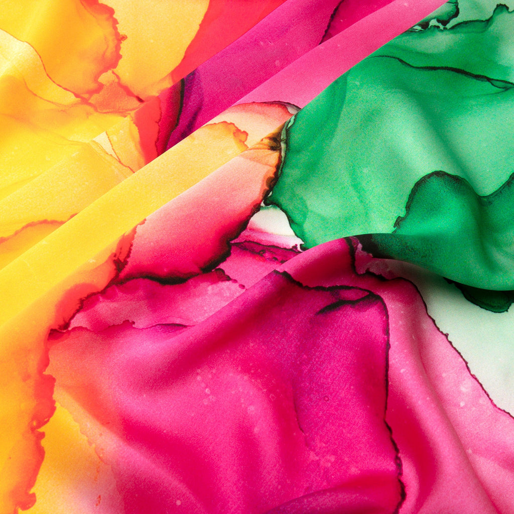 Yellow and Purple Silk Scarf Square Fluid Art Print