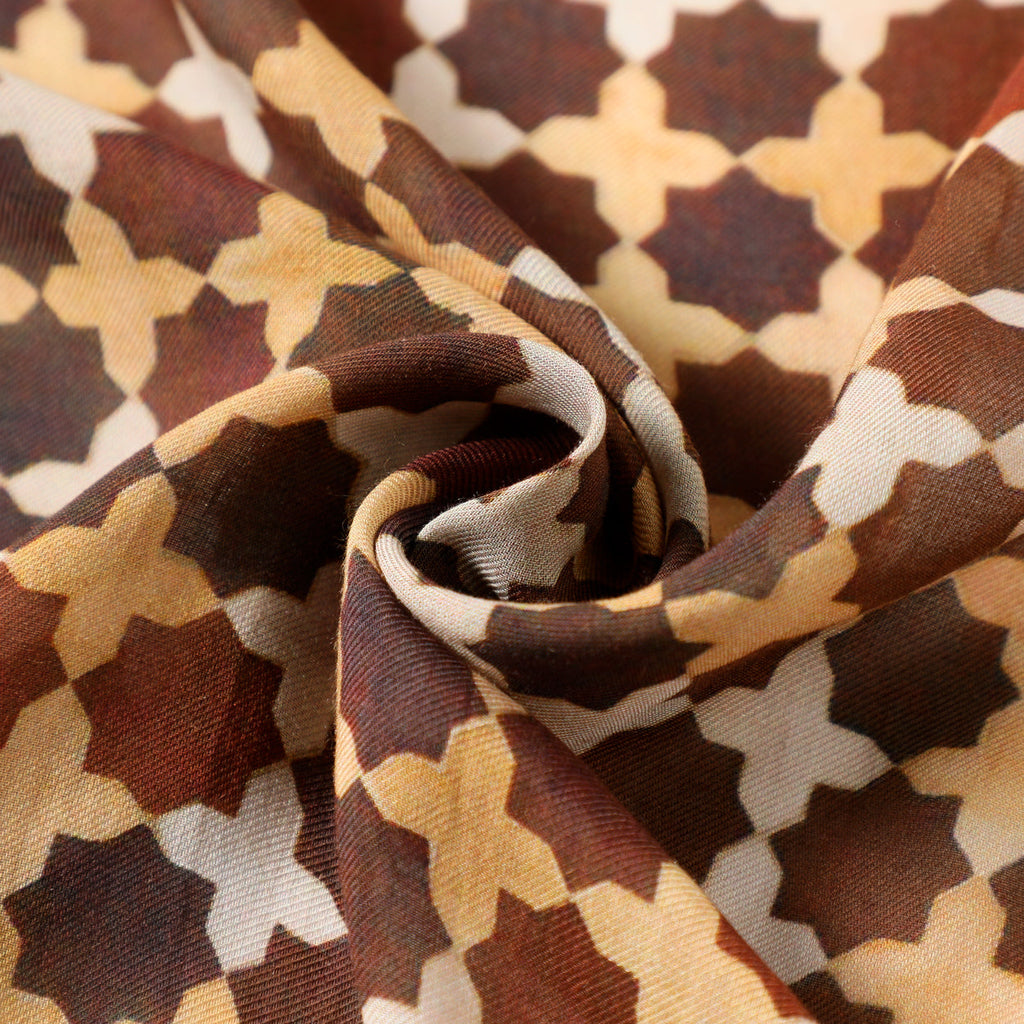 Brown Islamic Art-Inspired Modal Scarf Andalus