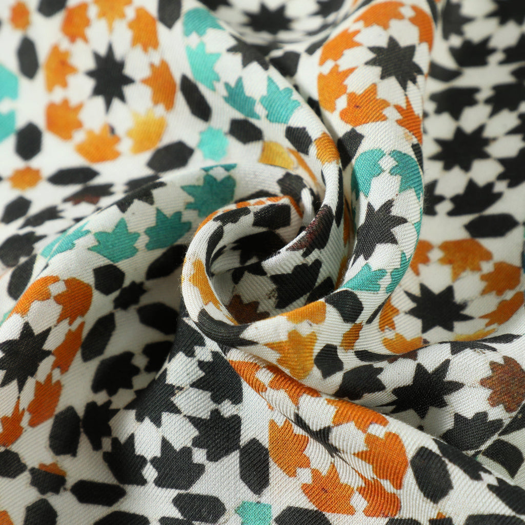 Green & Orange Islamic Art-Inspired Scarf Sabika