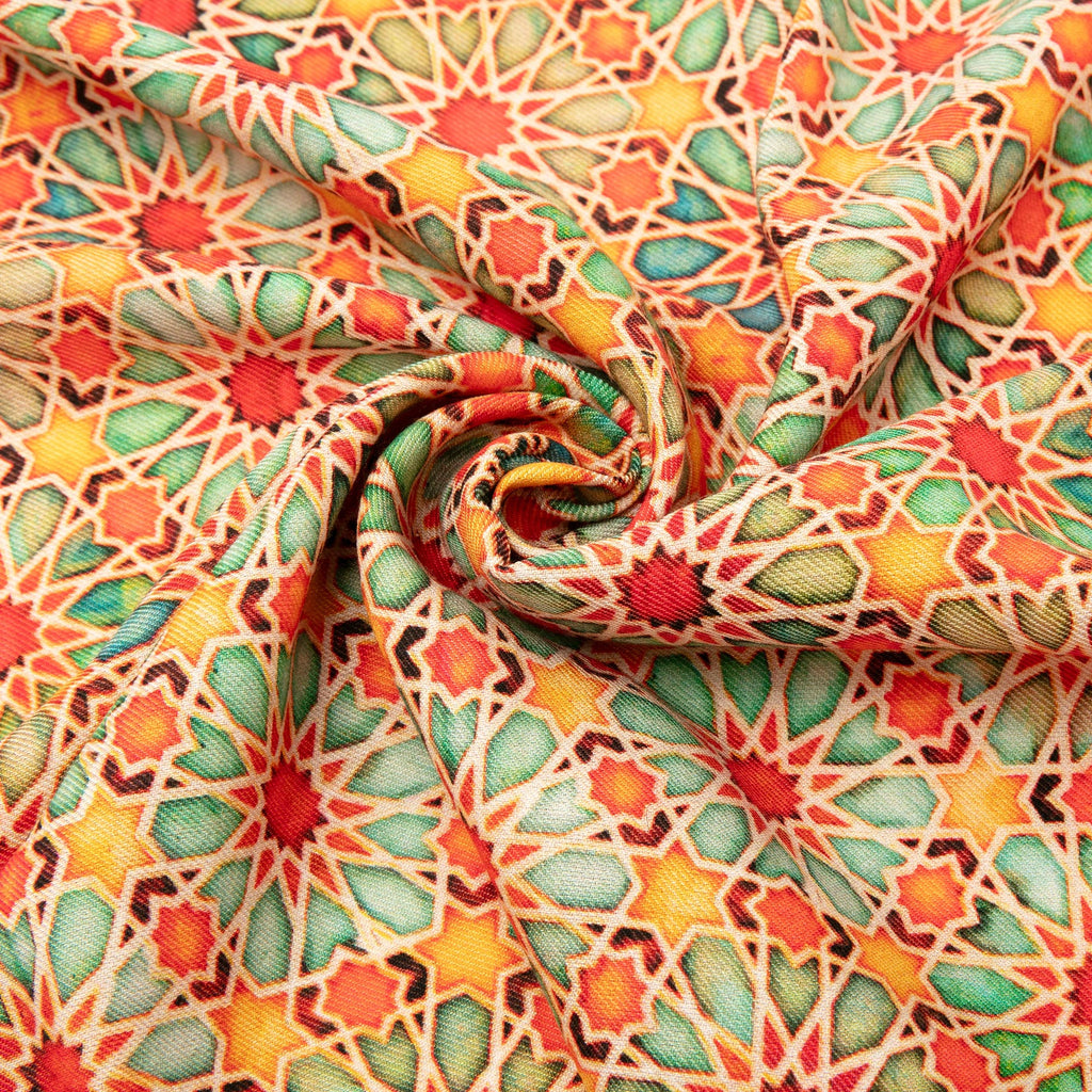 Wool & Silk Islamic Art Inspired Orange Scarf