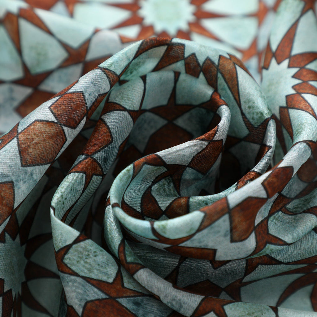 Islamic Pattern Tiles Silk Scarf Muqarnas V1