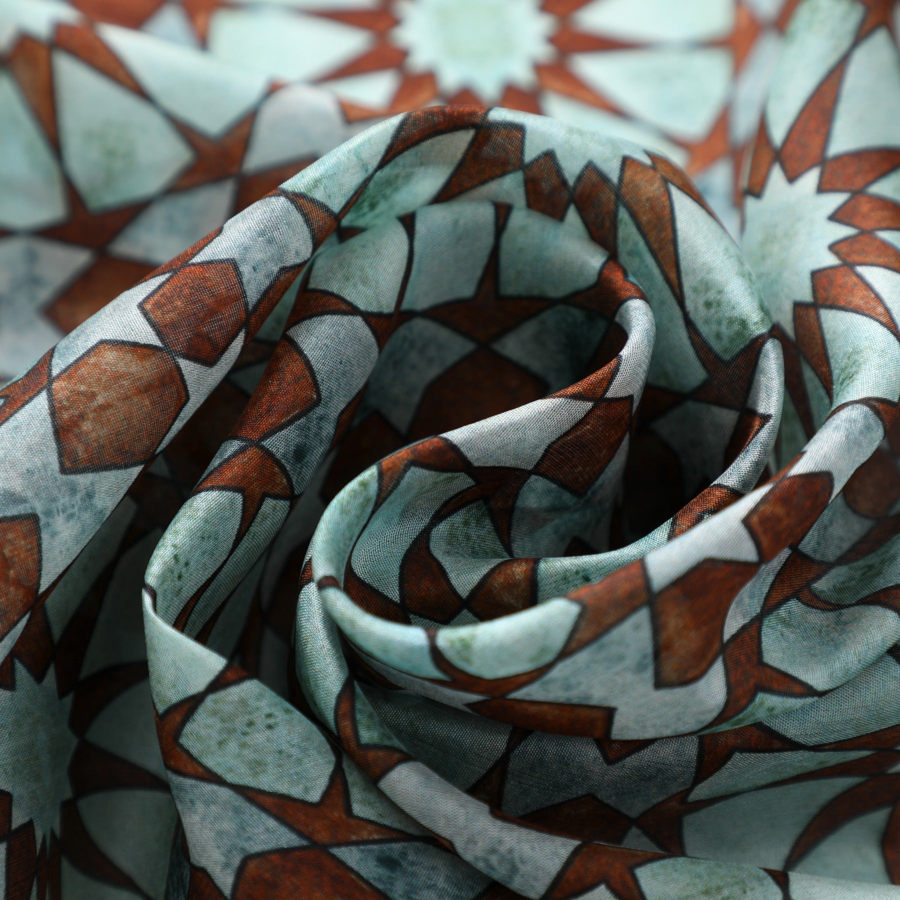 Islamic Pattern Tiles Silk Scarf Muqarnas V1