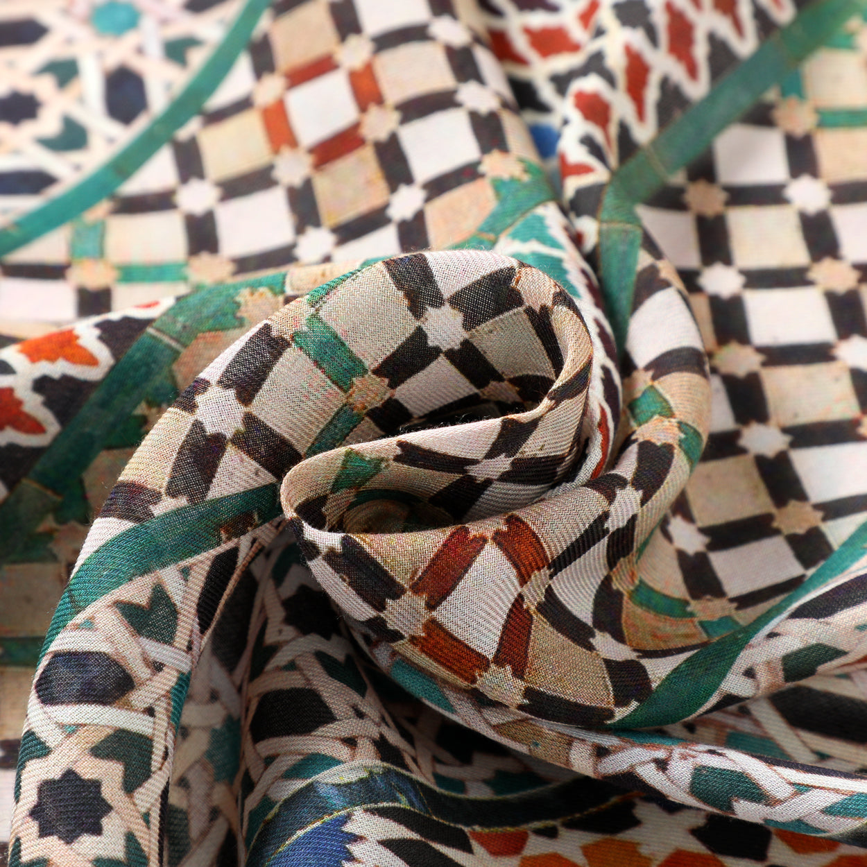 Multicolor Scarf with Islamic Art Mosaic Tile Patterns Mehdya