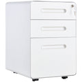 3-Drawer Anti-tilt Design Mobile File Cabinet w/ Lock, Pre-Assembled Body, White
