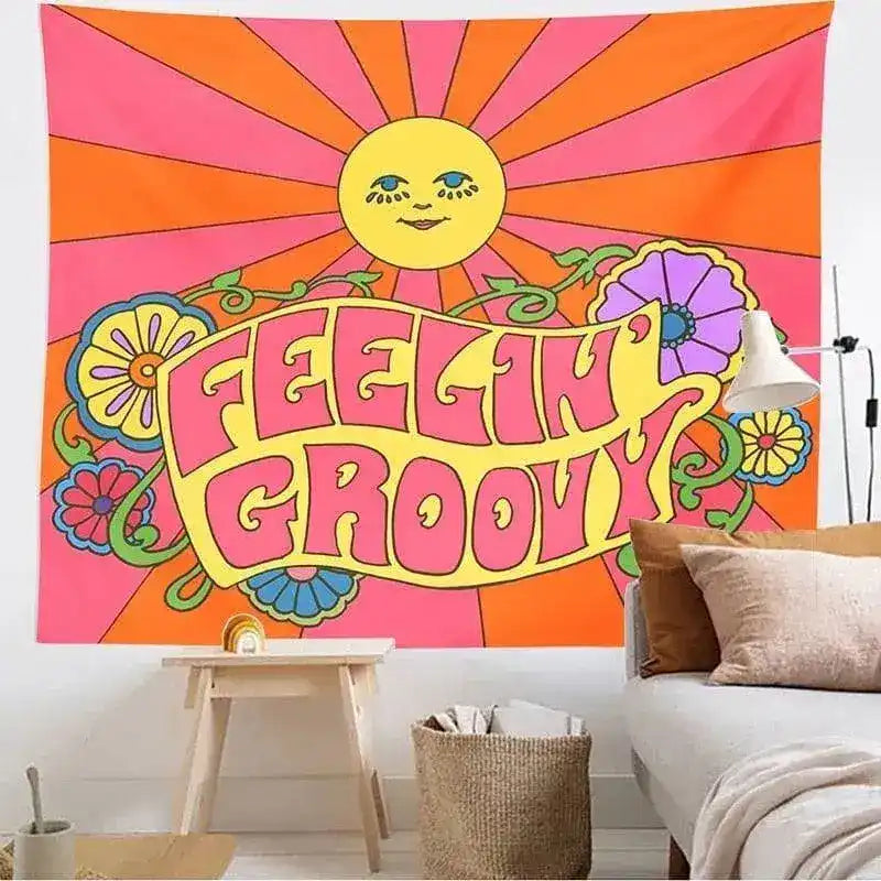The 80s Aesthetic Colorful Tapestry