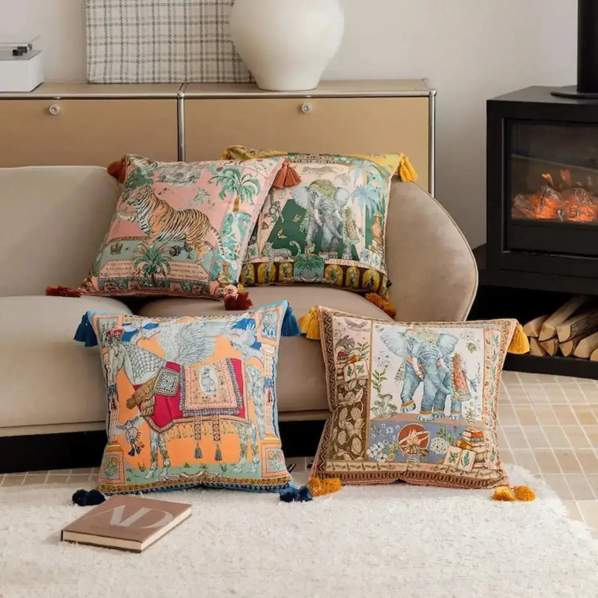 The Asian Wild Velvet Throw Pillow Cover